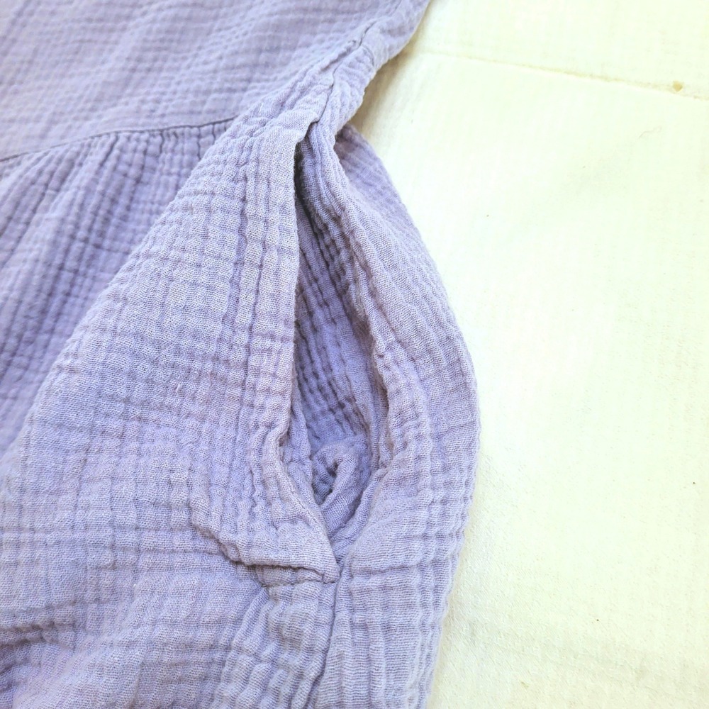 Madewell Periwinkle Blue Lightspun Cotton Gauzy Beachy Button Front Minidress XL - Picture 5 of 10